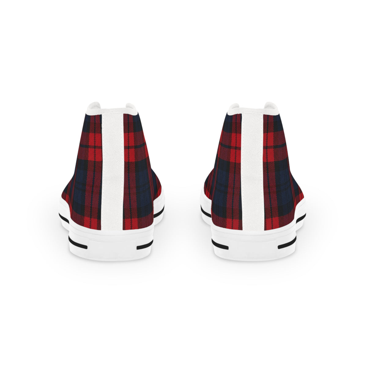 Plaid High Top Sneakers (RT) — Red & Navy Tartan Men's Fashion Shoes