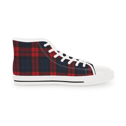 Plaid High Top Sneakers(NT) — Red & Navy Tartan Men's Fashion Shoes