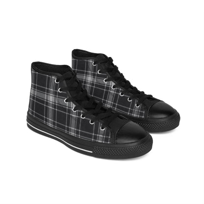 Black Plaid High-Top Sneakers — Classic Men's Casual Shoes