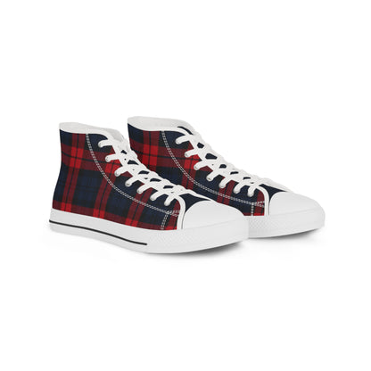 Plaid High Top Sneakers(NT) — Red & Navy Tartan Men's Fashion Shoes
