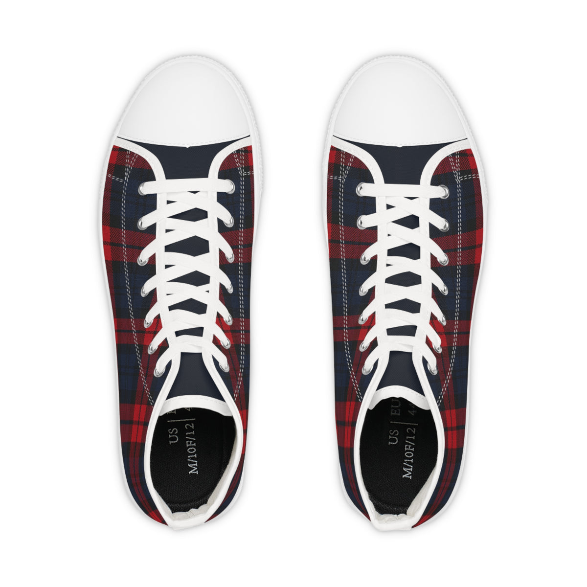 Plaid High Top Sneakers(NT) — Red & Navy Tartan Men's Fashion Shoes