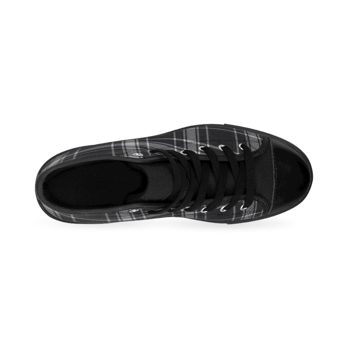 Black Plaid High-Top Sneakers — Classic Men's Casual Shoes