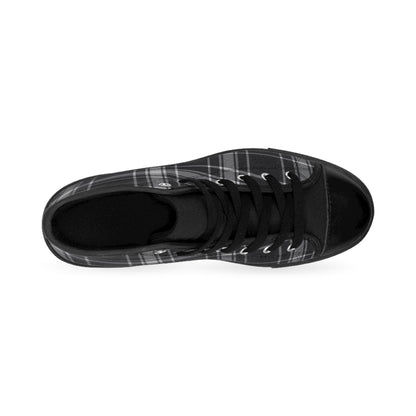 Black Plaid High-Top Sneakers — Classic Men's Casual Shoes