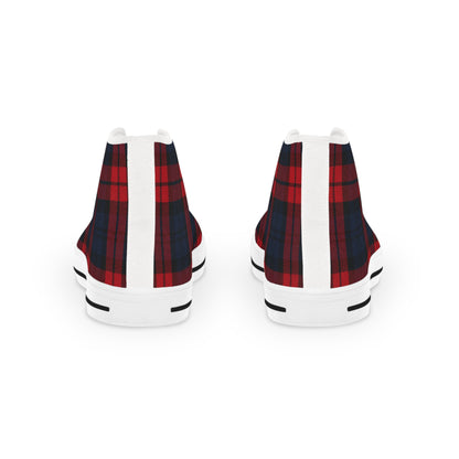Plaid High Top Sneakers(NT) — Red & Navy Tartan Men's Fashion Shoes